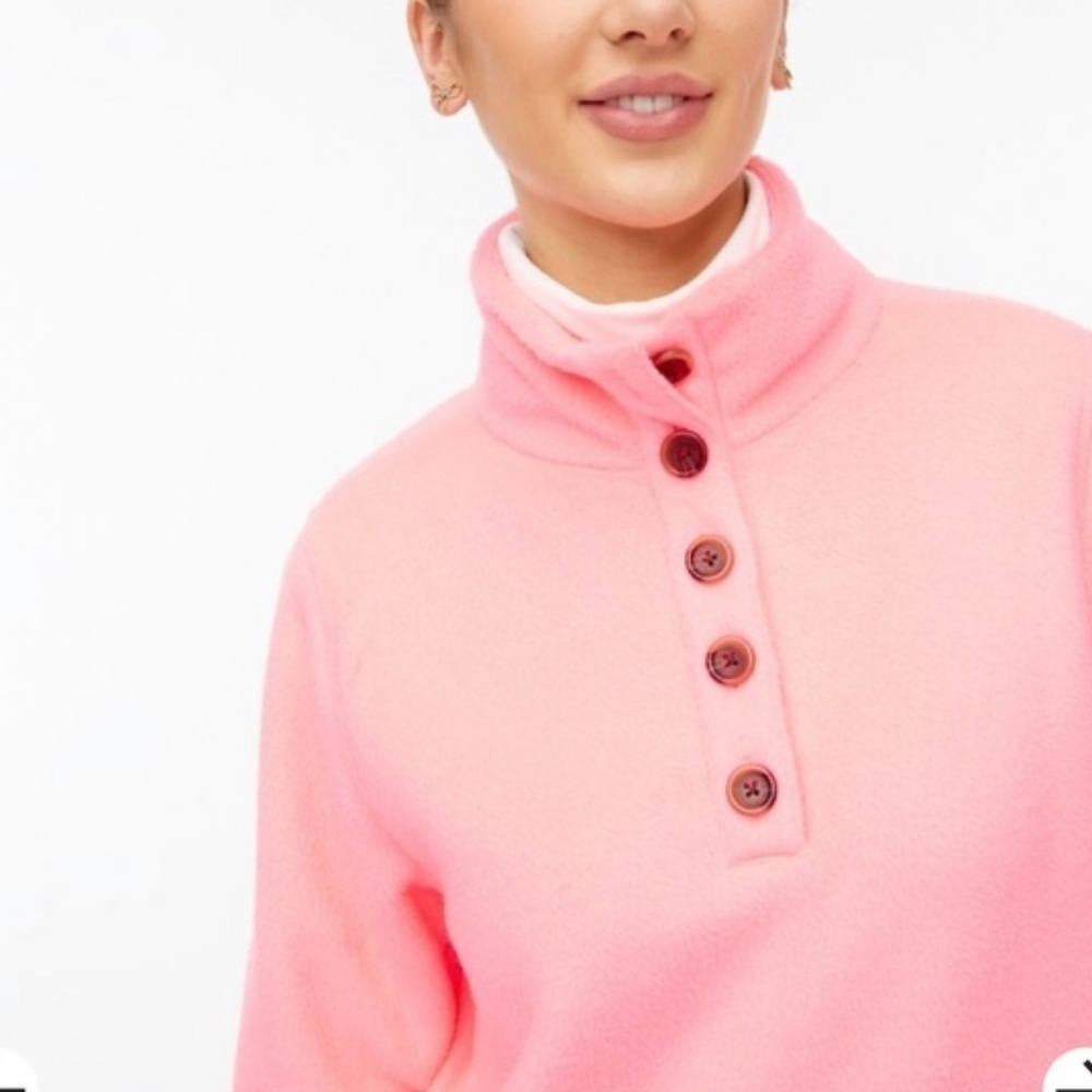 J. Crew Sherpa fleece button-front tunic pullover sweatshirt